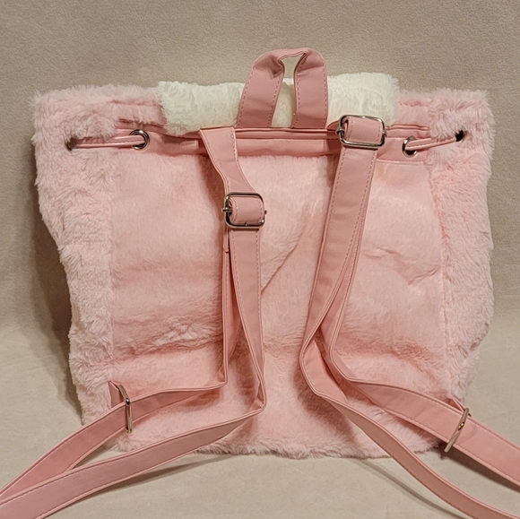 NEW My Melody pink faux fur small backpack bag Sanrio - Picture 3 of 9